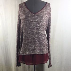 Liz Claiborne Long Sleeve Soft V Neck Top Size XL